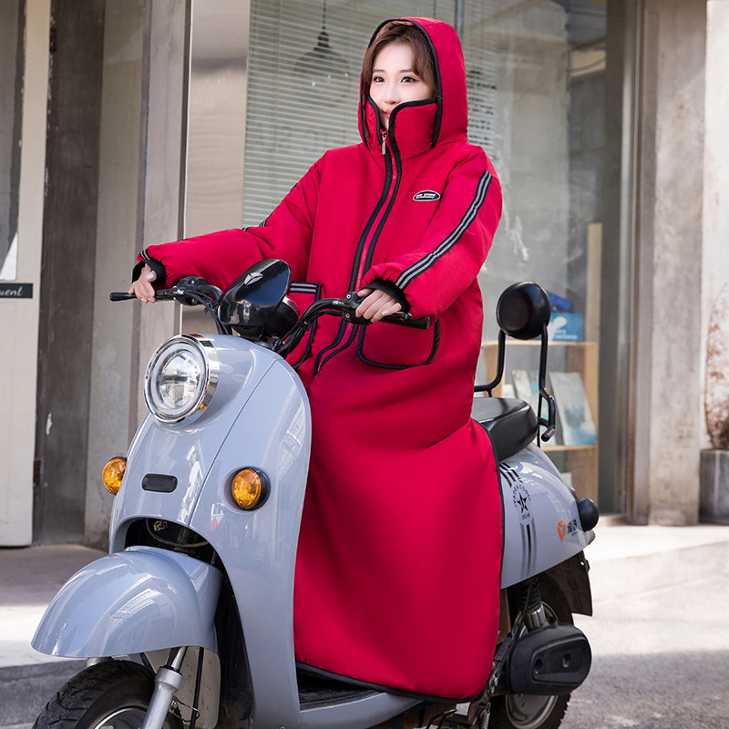 冬季新款电动车挡风衣加绒加厚大防寒保暖骑车衣电瓶车冬季防风