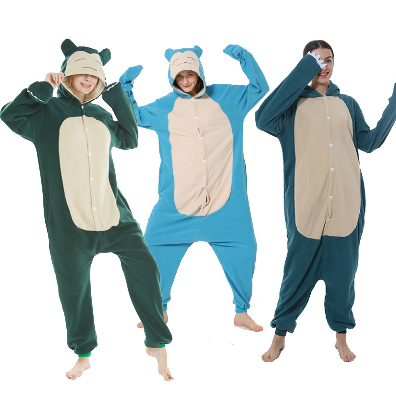 男女摇粒绒卡比兽卡通连体睡衣