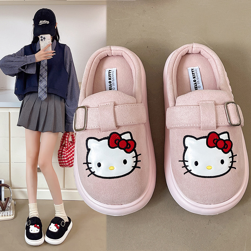 Hello Kitty凯蒂猫棉拖鞋女秋冬季室内居家用保暖防滑卡通棉拖鞋