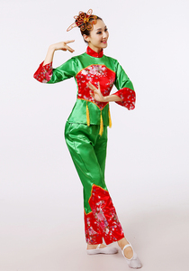 民族秧歌服演出服女中老年腰鼓服扇子舞蹈服东北二人转表演服新款