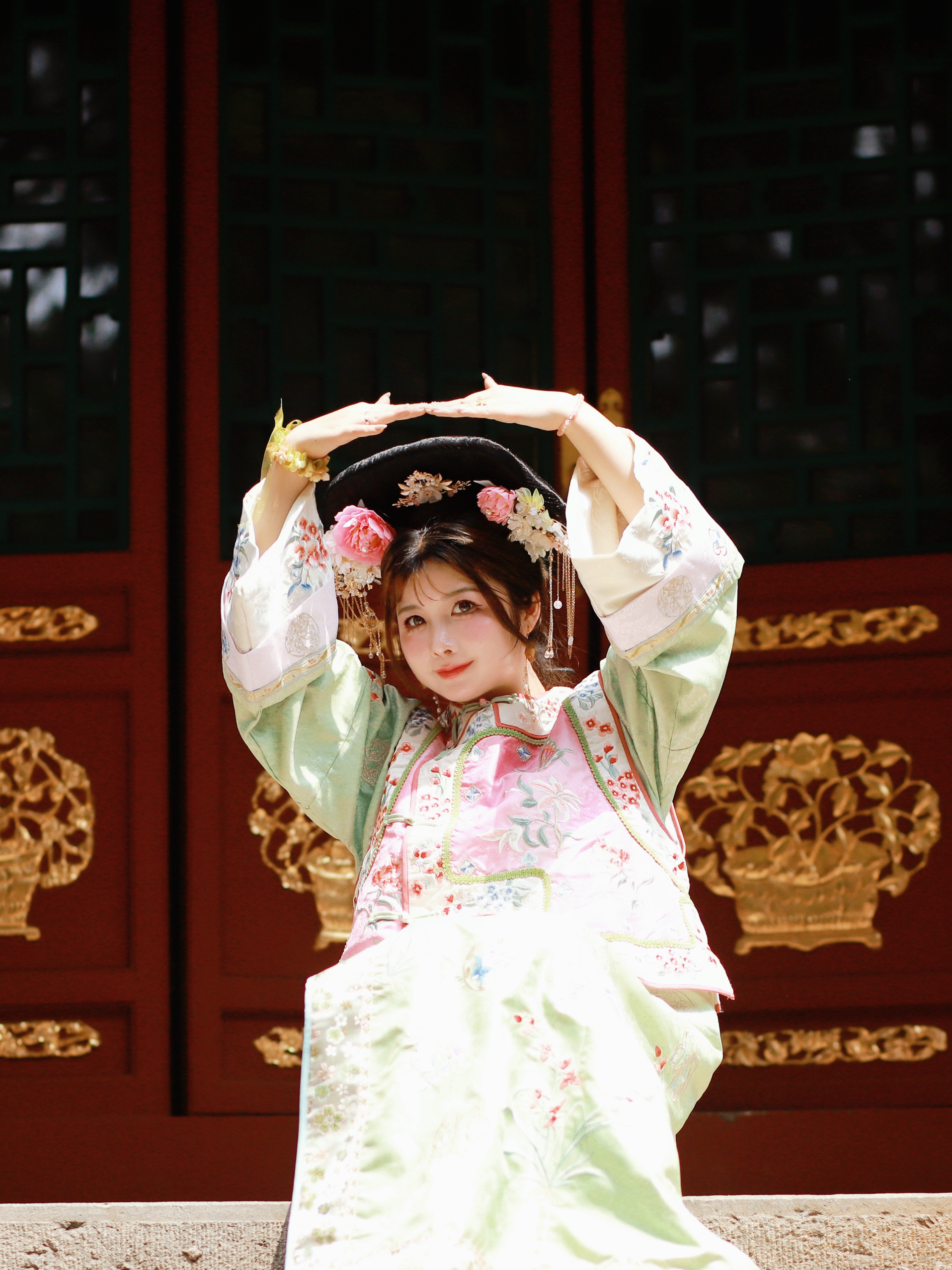 川黛时光兰若清嘉双色重工刺绣马甲氅衣旗服格格服第二件八折