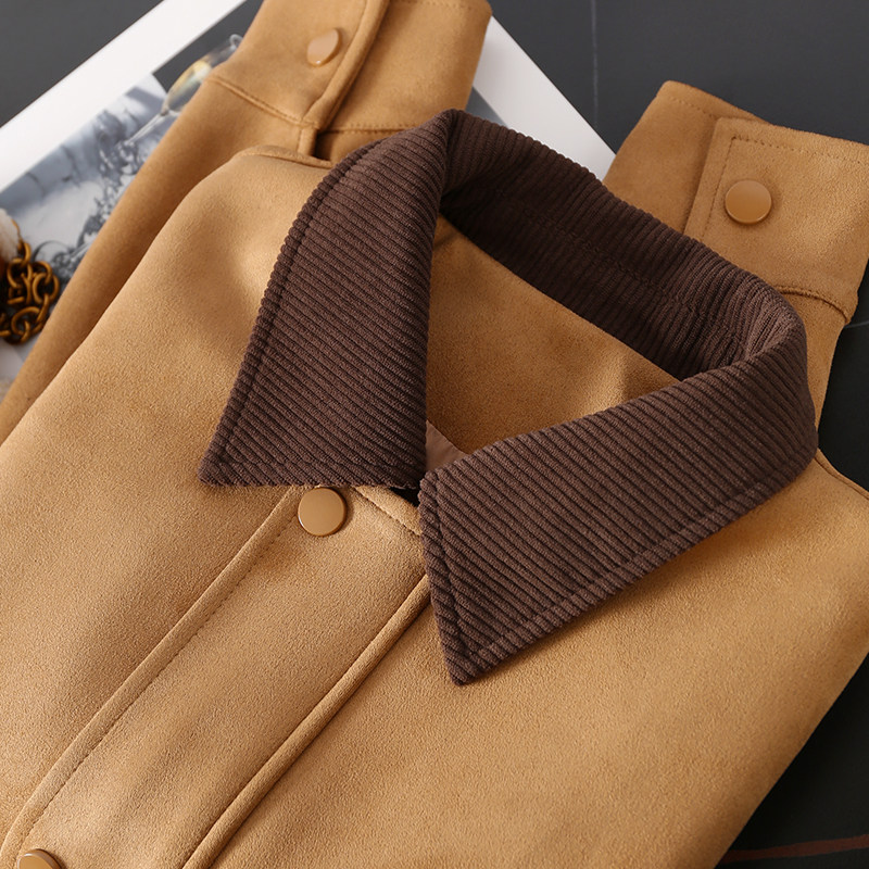 淘么淘 美式设计感 复古麂皮绒撞色灯芯绒翻领短款夹克外套女新款,女装/女士精品,短外套,淘宝优惠券,粉丝福利购,淘宝优惠卷