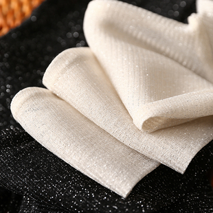 淘么淘 星光华尔兹 闪耀朦胧透视褶皱收腰套头高领内搭打底衫上衣