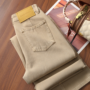 淘么淘 魔法裤 复古莱赛尔棉四面弹高腰中缝直筒微喇牛仔裤 长腿