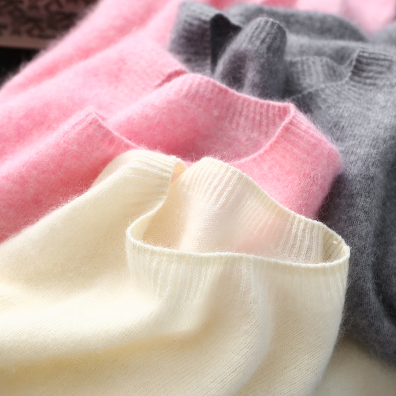 淘么淘 无缝一体保暖绵羊毛+山羊绒拉绒拉毛圆领上衣毛衣针织衫女