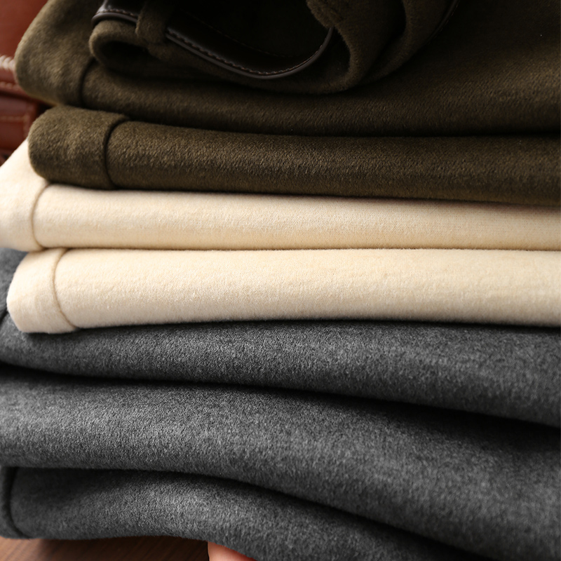 淘么淘 上身好舒适 气质百搭柔软羊绒真丝高腰直筒毛呢裤女+腰带