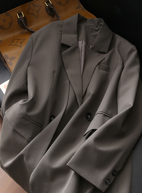 淘么淘 高阶法式风 气质通勤显瘦双门襟平驳领西装外套女26春季新