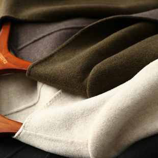 【特】 秀场设计师款！羊绒+羊毛V领直筒双面呢毛呢大衣外套女