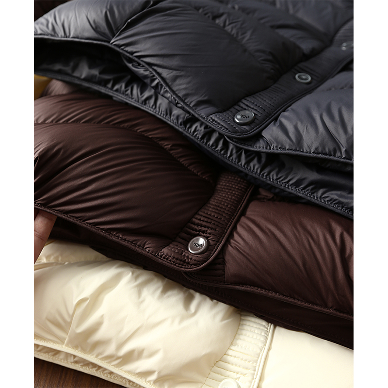 淘么淘 小众设计师款！针织帽拼接波浪绗线90白鸭绒羽绒服外套女