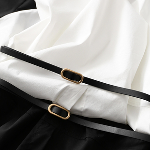 衬衫 淘么淘 锁骨线条 气质优雅一字领露肩长袖 腰带 上衣女春新款