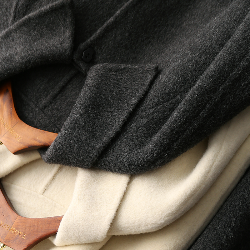 淘么淘 【鼎级水准】高支羊毛牦牛绒双面呢翻领插肩袖毛呢大衣女