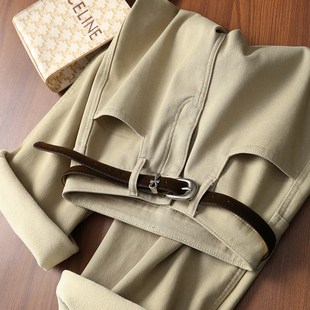 女 高腰显瘦杏色加绒保暖阔腿牛仔裤 腰带 冬日时髦单品 淘么淘