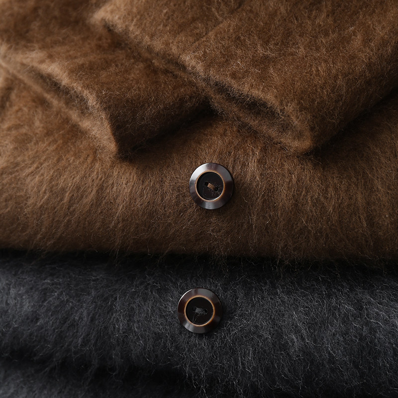 淘么淘【镇店战袍】奢暖羊绒羊毛拉毛双排扣中长款双面毛呢大衣女