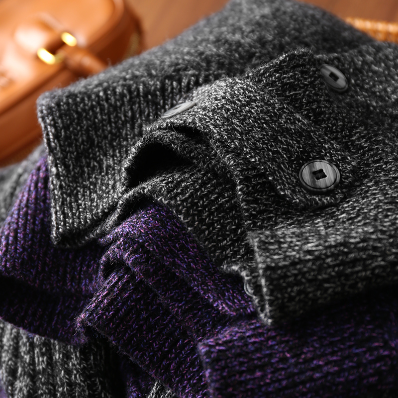 淘么淘 轻奢夹花厚实羊毛宽松显瘦蝙蝠袖搭扣立领针织开衫女新款