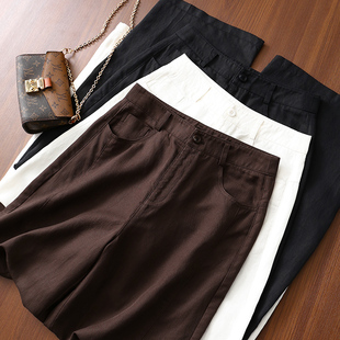 淘么淘 透气莱赛尔 亚麻遮胯藏肉高腰阔腿弯刀裤 女 随性老钱松弛