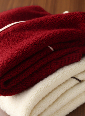 淘么淘 衣品up！纯羊毛圈圈纱撞色边立领双向拉链针织开衫毛衣女