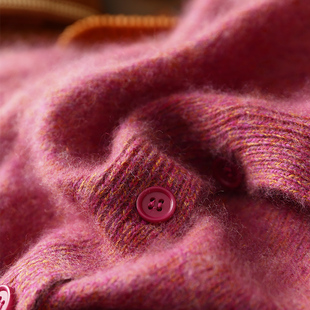 毛衣女 重工花纱羊毛羊绒拉绒宽松立领针织开衫 淘么淘 超绝朦胧