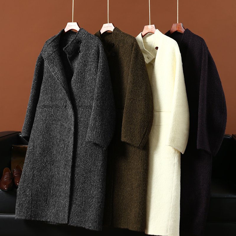 淘么淘 撑得住场面的大衣！苏力羊驼羊毛立领中长双面毛呢外套女