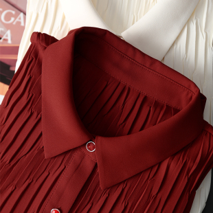 春季 上衣衬衫 高颜值 压褶褶皱肌理翻领长袖 26新 小众设计款 淘么淘