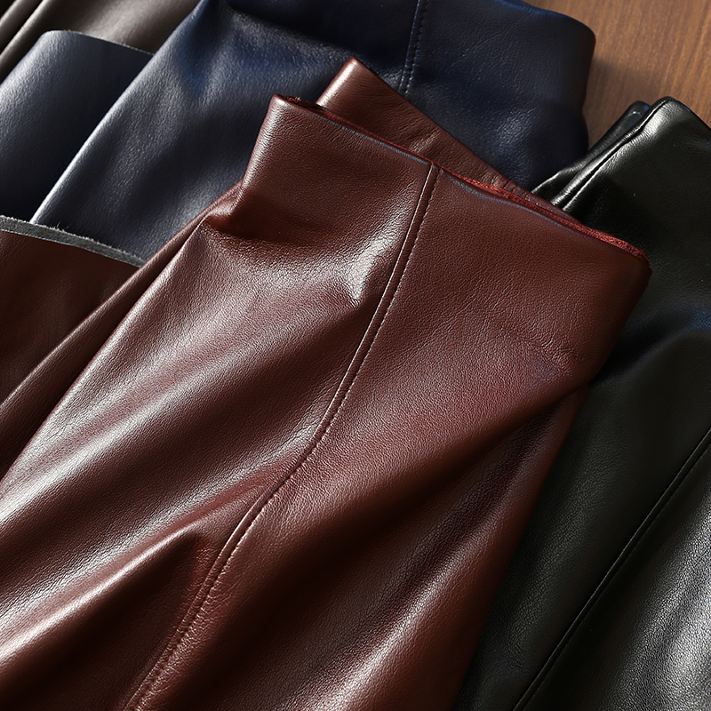 淘么淘 秋日美拉德 超柔软PU皮百搭内翻折松紧高腰半裙伞裙半身裙