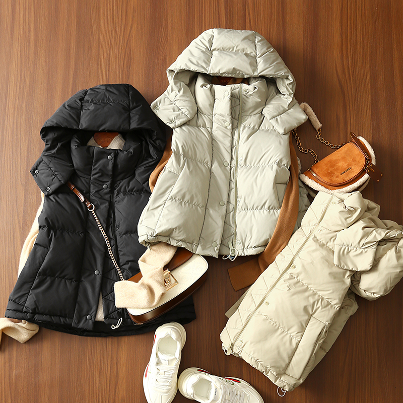 淘么淘 叠穿神器 高端三防三星绒90白鸭绒可拆卸连帽立领羽绒马甲