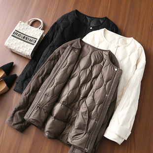 【特】 大簰感10足！澳毛90白鸭绒葫芦绗缝圆领短款呢面羽绒服女