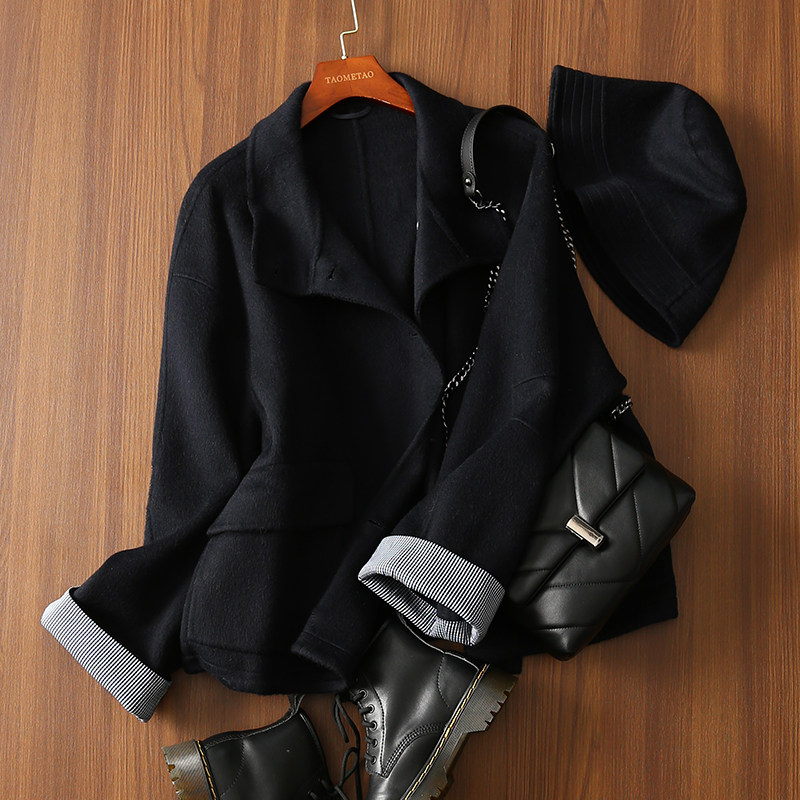 淘么淘 典藏优雅 苏力羊驼毛羊毛宽松格纹翻边袖立领毛呢外套帽子,女装/女士精品,毛呢外套,淘宝优惠券,粉丝福利购,淘宝优惠卷