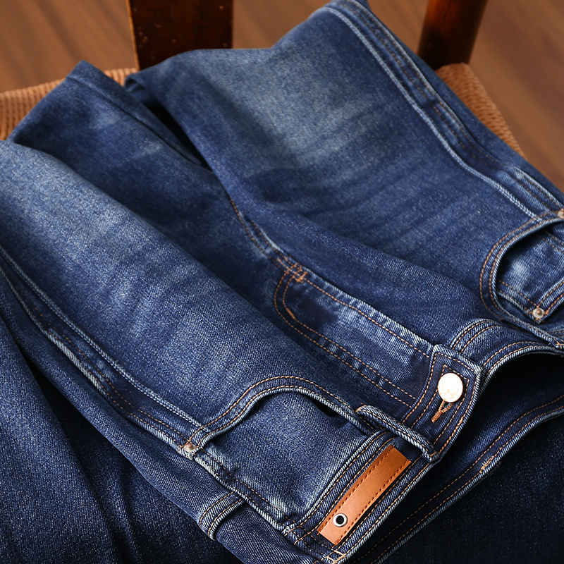 淘么淘 摩登90'S的洒脱范！加绒加厚保暖显瘦皮贴布微喇牛仔裤女