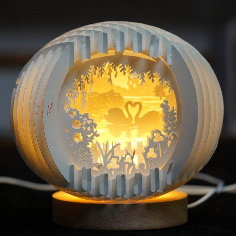 【成品半成品可选】创意圆球形纸雕纸模diy立体手工折叠球天鹅款