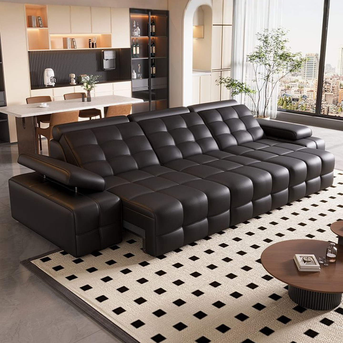 劳伦斯电动功能真皮沙发床客厅小户型伸缩可睡可躺平智能直排沙发,住宅家具,功能沙发,淘宝优惠券,粉丝福利购,淘宝优惠卷