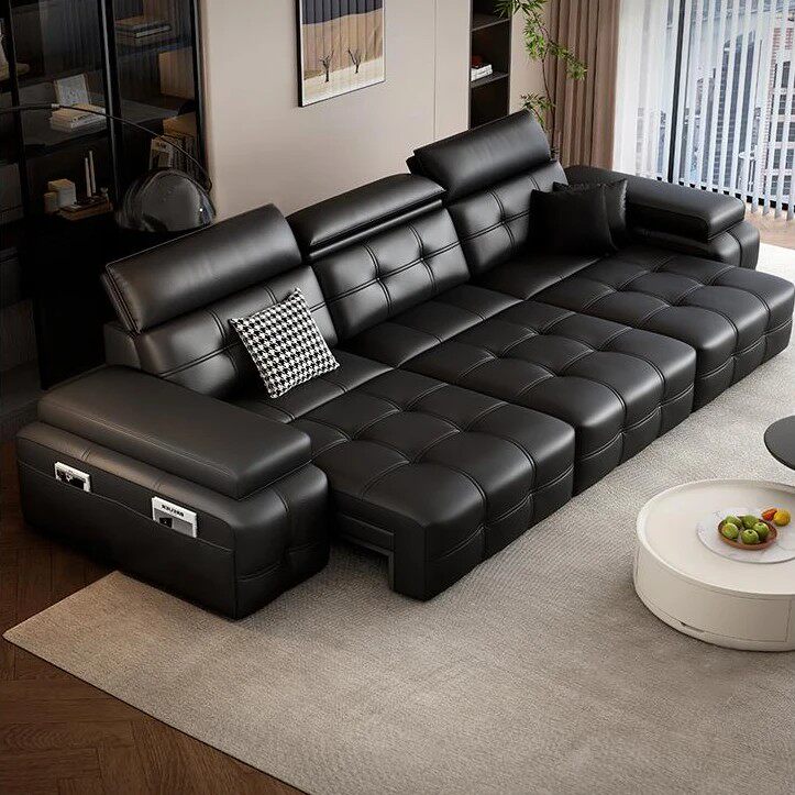 劳伦斯电动多功能真皮沙发床客厅头层牛皮可伸缩大小户型直排沙发,住宅家具,功能沙发,淘宝优惠券,粉丝福利购,淘宝优惠卷