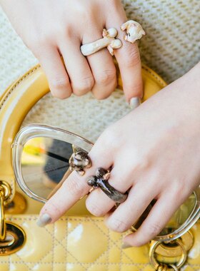 动物连体可调节戒指泰国现货