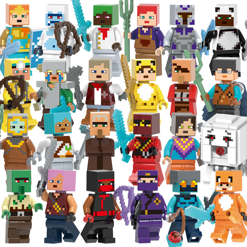 乐玩具我的世界dream地狱疣猪恶魂僵尸猎人钻石剑盾弓积木人仔高