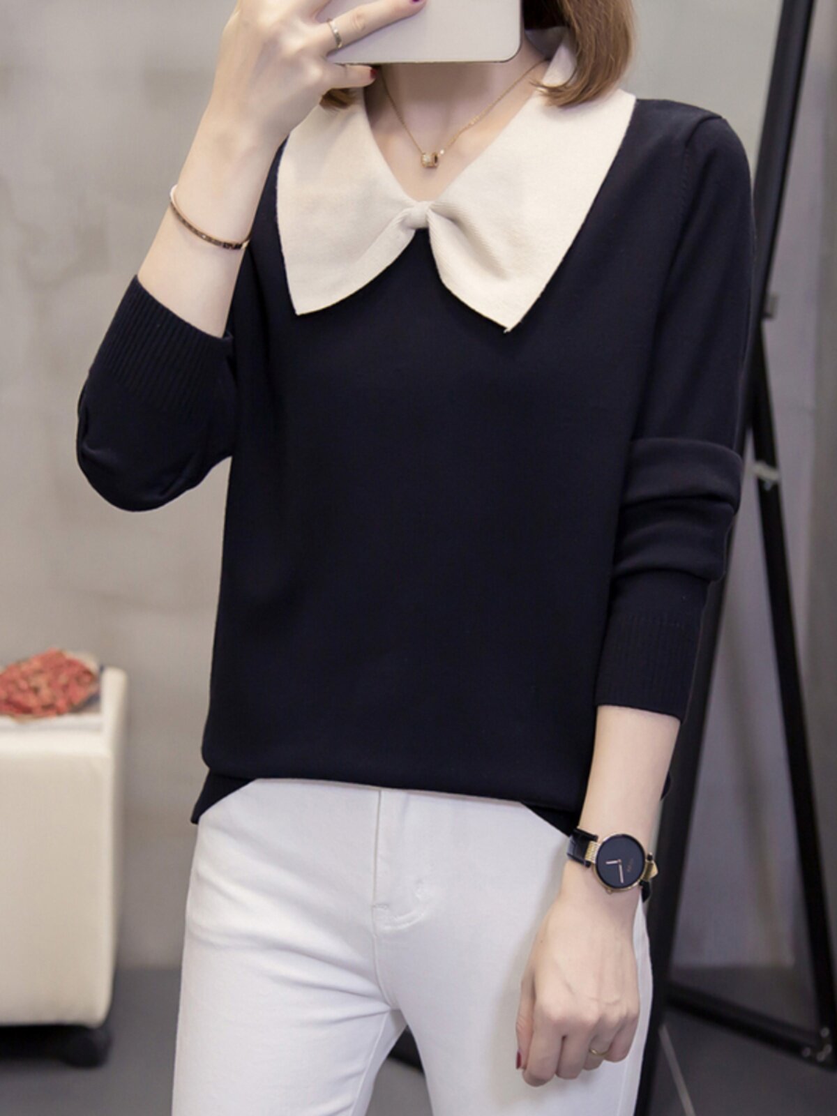 EARLY AUTUMN WOMENS PLUS-SIZE FOREIGN AGE-REDUCING KNITWEAR TOP FAT MM LOOSE 200 POUNDS TO COVER THE BELLY AND LOOK THIN V-NECK SWEATER WOMEN