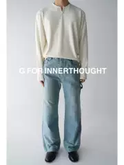 G for Innerthought Custom Woven Loop Yarn Soft Loose Open-Neck Long-Sleeve Base Shirt T-Shirt for Men Henry