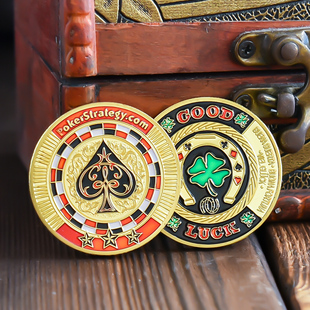四叶草幸运桃心扑克硬币创意小玩意纪念章压牌器决策礼物送人玩具