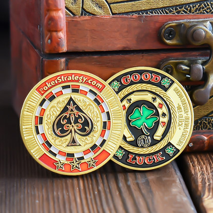 四叶草幸运桃心扑克硬币创意小玩意纪念章压牌器决策礼物送人玩具