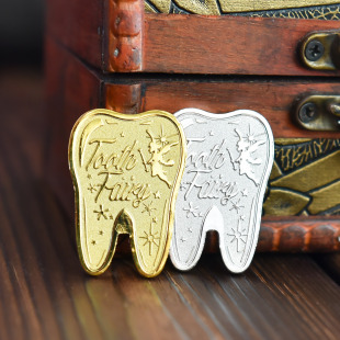 创意小玩意乳牙币礼物鼓励牙仙子牙齿形状金币硬币纪念品套伴手礼