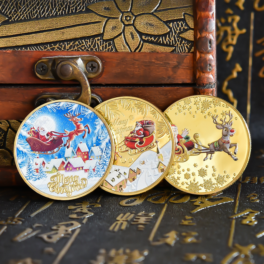 圣诞节金银硬币老人平安夜