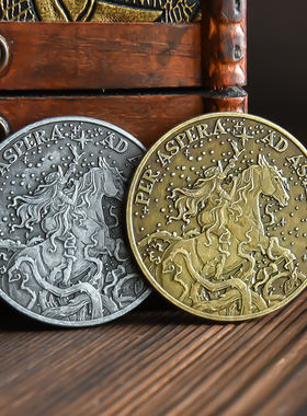 女骑士币太阳花复古做旧浮雕铜银收藏纪念币硬币礼物品创意小玩意