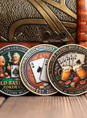 美国扑克筹码压牌彩印幸运币挑战币收藏纪念礼物品摆件创意小玩意