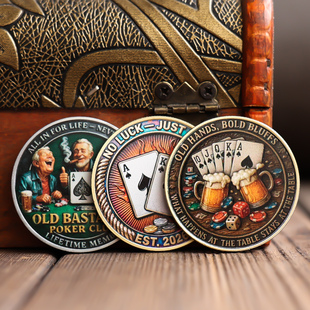 美国扑克筹码 压牌彩印幸运币挑战币收藏纪念礼物品摆件创意小玩意