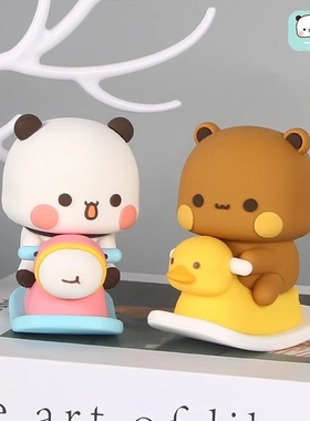 熊猫一二和布布桌面玩偶手办车载摆件卡通可爱动漫周边潮玩公仔