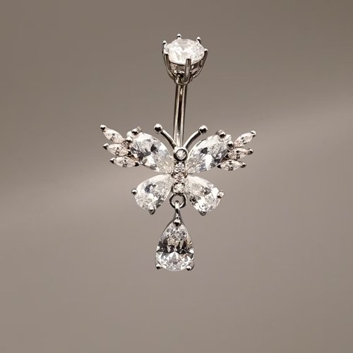 NavelPiercing锆蝴蝶钛钢肚脐环