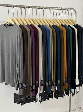 元熙8001-1春秋新款带标长袖上衣女宽松显瘦羊绒棉内搭纯色打底衫