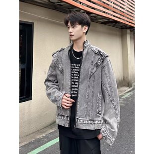 美式复古情侣装水洗做旧牛仔外套男女韩版宽松痞帅夹克休闲上衣潮