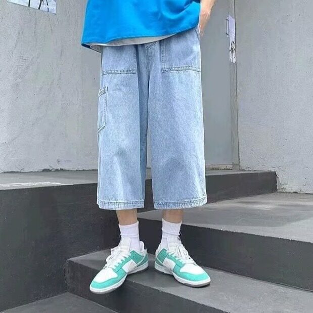 夏季薄款男士日系工装牛仔短裤