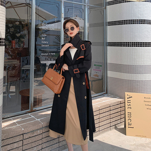 五季家大码女装胖mm2023年新款时尚秋装别致撞色显瘦单排扣风衣