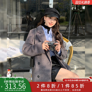 两件八折五季家大码女装2023年新款冬装复古风时尚优雅毛呢大衣