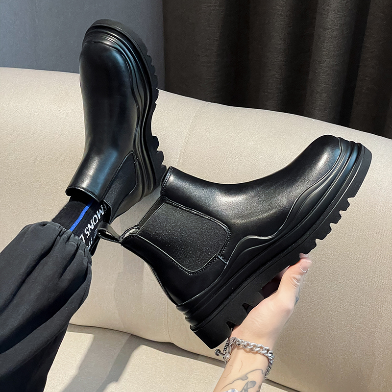 切尔西靴男款春夏高帮英伦风烟筒马丁靴男士休闲皮鞋高街机车短靴